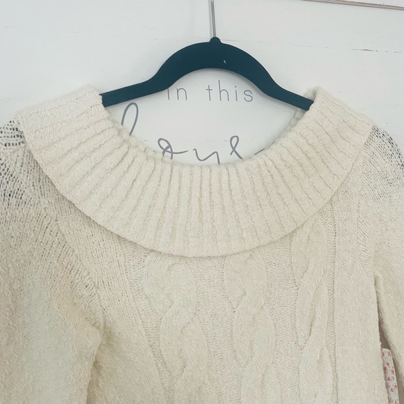 Free People off shoulder Cable Neck Sweate… - Picture 4 of 13